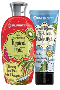 Duopack à prix cassé :  Accélérateur tingle "Tropical Fruits" + Aftertan (Supertan)