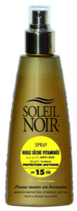 Huile sèche avec protection solaire SPF15 de la marque Soleil Noir